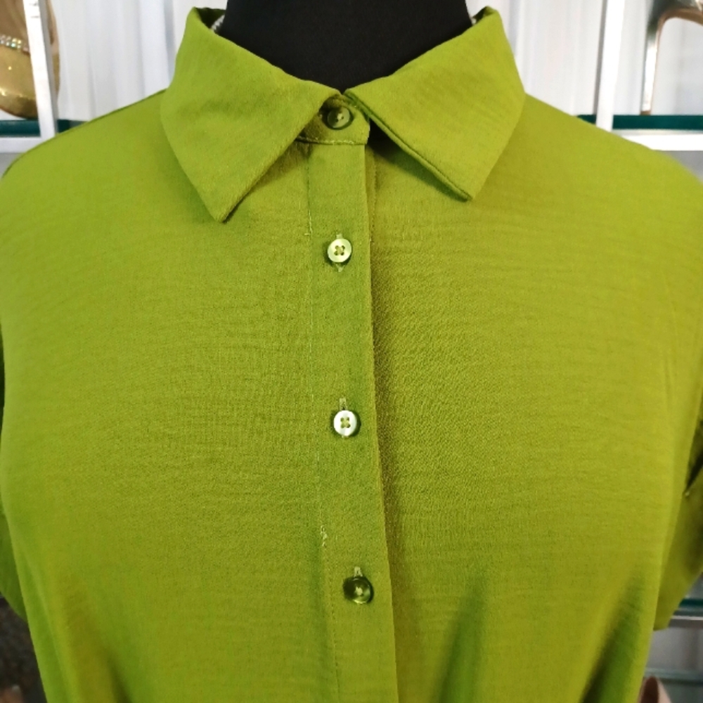 Button-Front Tie-Waist Maxi Dress in Lime Green - Picture 5 of 15